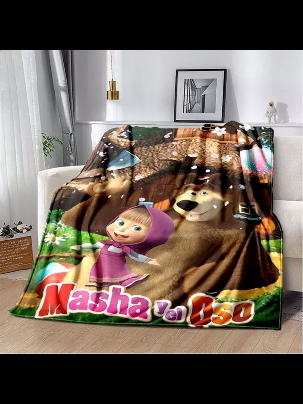 New Masha bear blanket themed fleece throw blanket